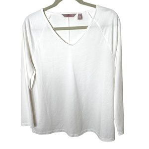 Laurie Felt White Modal Long Sleeve V-Neck Layering Tee Shirt in Size‎ XXS